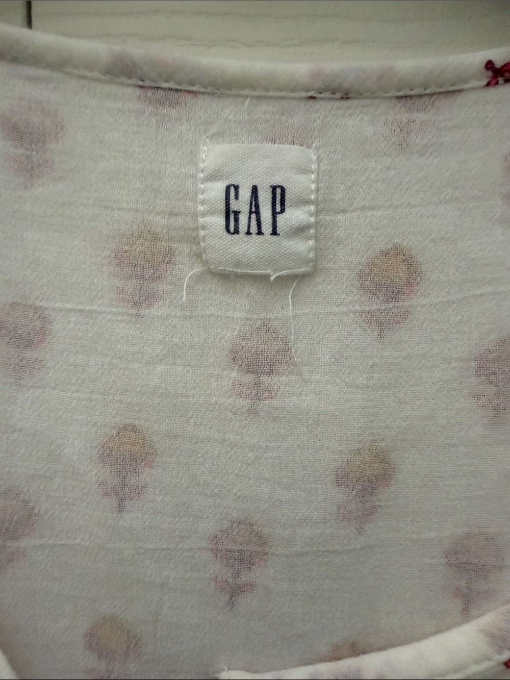 GAP White Boho Floral Border Peasant Top - Pink & Yellow - Picture 2 of 12